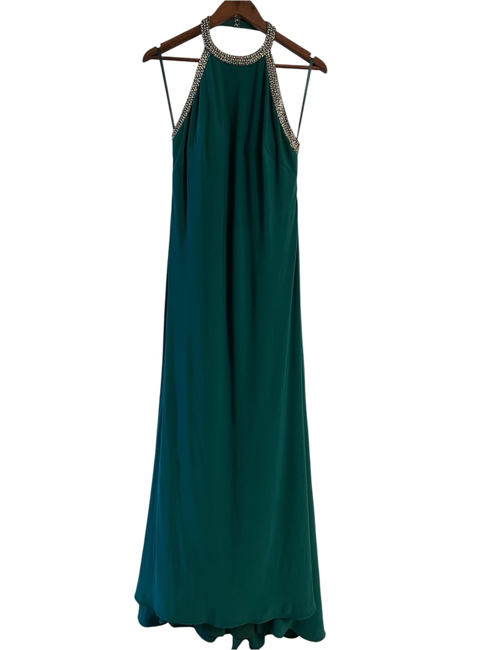 Ieena for Mac Duggal Rhinestone Halter Neck Gown Emerald Green Size 12